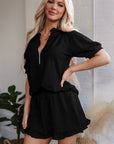Laylani Puff Sleeve Top and Ruffled Shorts Set