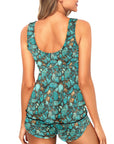 All Turquoise Tankini & Boy Shorts Swim Set