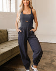 Avianna Back Crossed Straps Hollow Out Jogger Jumpsuit