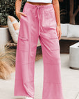 Mineral Wash Reverse Seam Drawstring Elastic Waist Pants