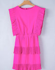 Zoe Pleated Layered Flutter Mini Dress