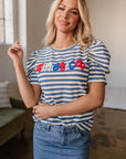 America Graphic Puff Sleeve Top
