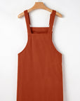 Solid Corduroy Front Pocket Sleeveless Overall Dress