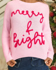 Christmas Merry & Bright Waffle Knit Sweater