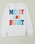 Christmas Merry And Bright Cable Knit Pullover Sweatshirt