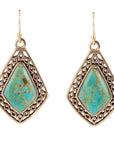 Dimond Blue Turquoise Stone Golden Drop Earrings