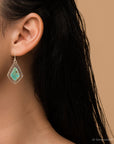Dimond Blue Turquoise Stone Golden Drop Earrings