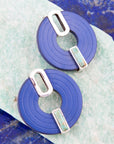 Discus Blue Turquoise and Leather Sterling Silver Earrings