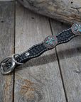 DC3 -Black Leather Dog Collar Conchos 10"-22" W138S