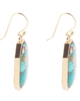 Dolce Teal Blue Turquoise Matrix Golden Drop Earrings