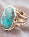 Dolce Blue Teal Turquoise Matrix and Golden Ring