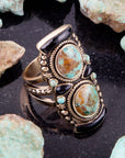 Double Up Blue Turquoise and Black Onyx Golden Ring