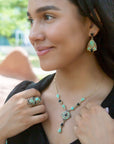 Double Up Blue Turquoise and Black Onyx Golden Ring
