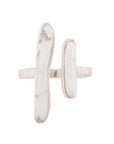 Size Adjustable White Howlite and Sterling Silver Doubled Up Ring
