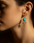 Dragonfly Blue Magnesite Golden Drop Earrings