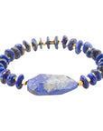 Dreamy  Blue Lapis Chunky Golden Bracelet