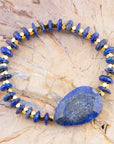 Dreamy  Blue Lapis Chunky Golden Bracelet