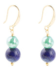 Dreamy Blue Lapis Green Golden Drop Earrings
