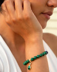 Dreamy Blue Lapis Green Malachite Charm  Golden Bracelet