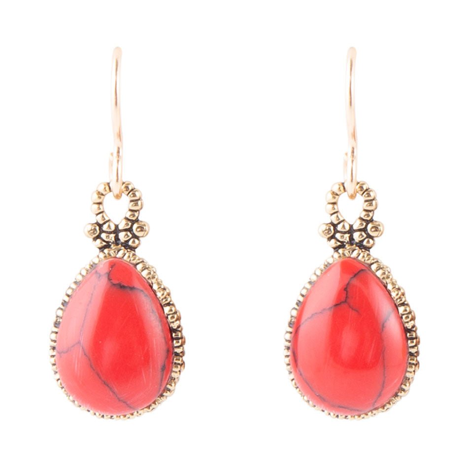 Dreamy Drop Red Howlite Earrings