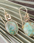 Drops of Blue Turquoise Golden Bronze Drop Earrings