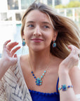 Duality Blue Lapis and Turquoise Golden Statement Ring