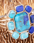 Duality Blue Lapis and Turquoise Golden Statement Ring