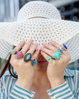 Duality Blue Lapis and Turquoise Golden Statement Ring