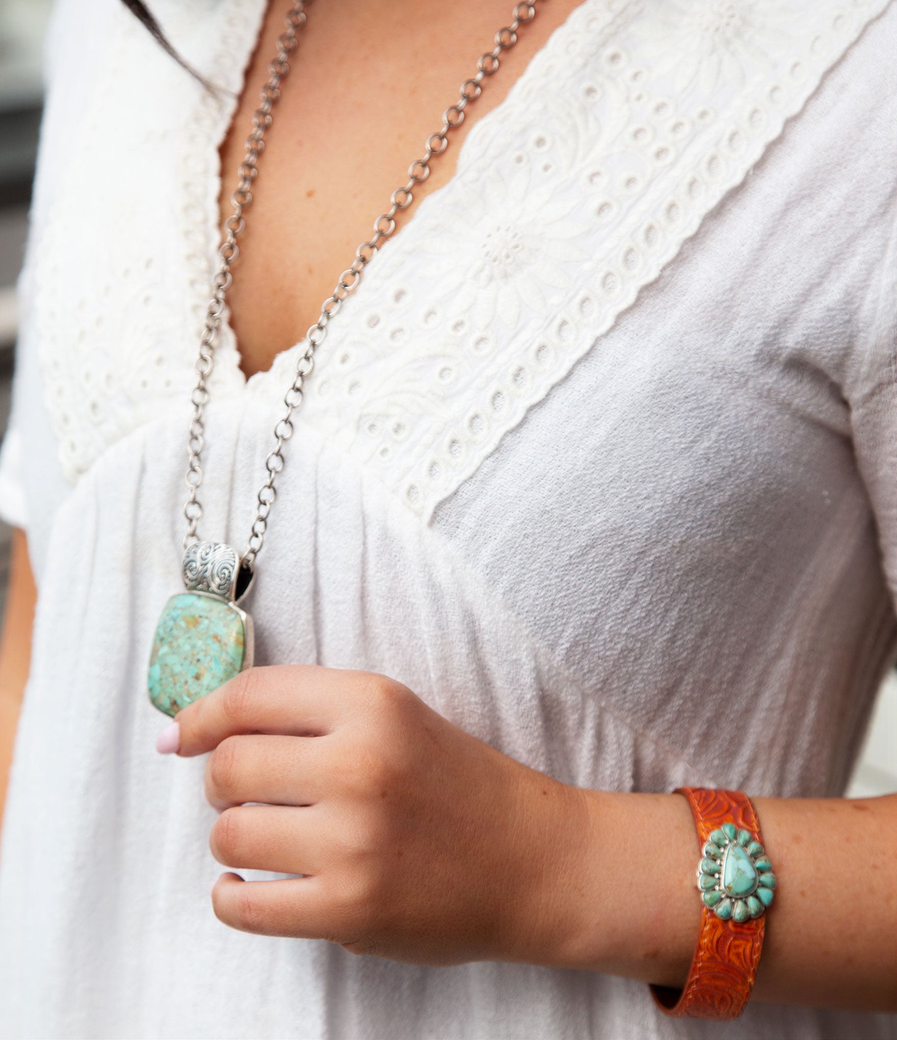 Durango Turquoise Leather Cuff Bracelet