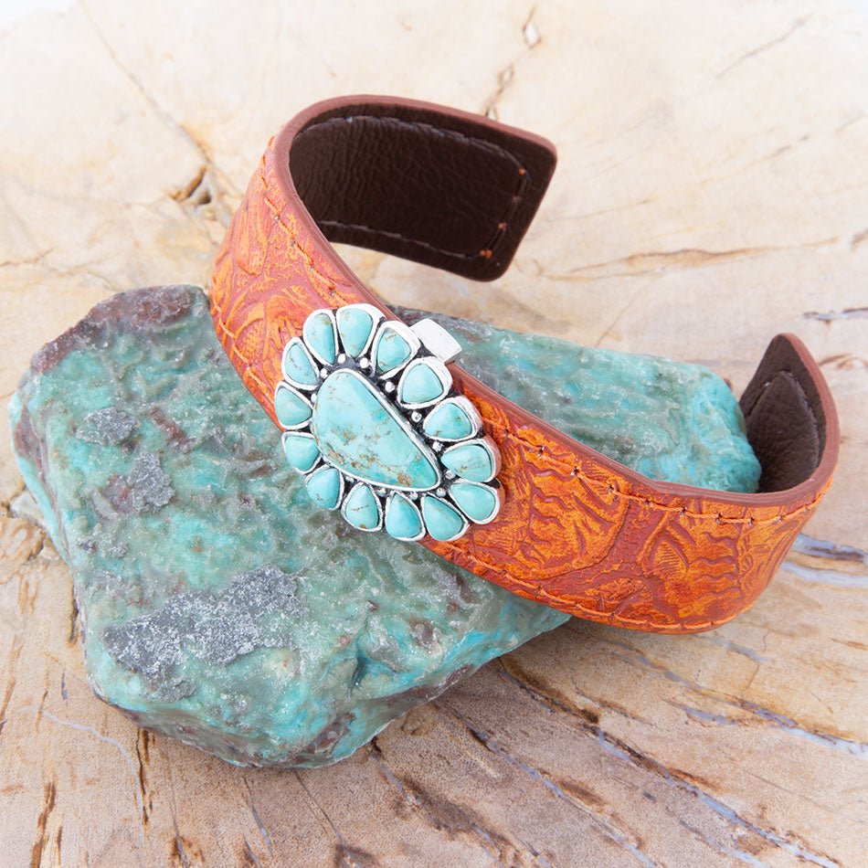 Durango Turquoise Leather Cuff Bracelet