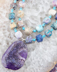 Dusty Purple Agate and Silver Statement Necklace