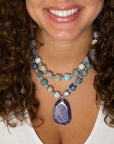 Dusty Purple Agate and Silver Statement Necklace