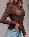 Sheer Mesh Lettuce Trim Top