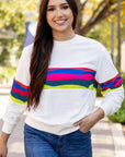 Alora Striped Accent Long Sleeve Top