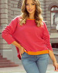 Camila Striped Side Buttons Drop Shoulder Top