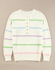 Miriam Stripes Baggy Henley Sweater