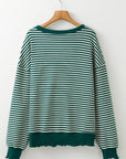 Angie Stripe Loose Drop Shoulder Long Sleeve Top