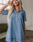 Makenzie Short Sleeve Collared Denim Dress