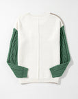 Colorblock Patch Pocket Drop Shoulder Sweater