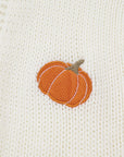 Pumpkin Embroidered Open Front Drop Shoulder Cardigan