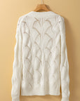 Hollow-Out Knit V-Neck Drop Shoulder Sweater
