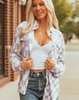 Rebecca Checkerboard Flap Pocket Button Front Shacket