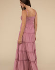 Woven Smocked Top Tiered Cami Maxi Dress