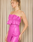 PLEATHER TIERED RUFFLED ROMPER WITH FLAP SKORT