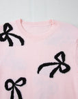 Pink Bow Knitted Loose Fit Sweater