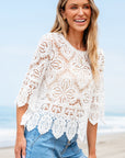Emmie Bohemian Macrame Lace Crochet Half Sleeve Blouse