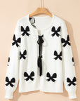 Bow Lace-up Sweater Cardigan