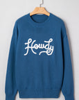 Western Howdy Embroidered Crewneck Sweater