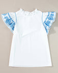 Vienna Embroidered Ruffled Sleeve Blouse