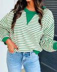 Stripe Patchwork Long Sleeve Top